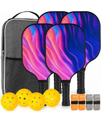 USAPA Approved Fiberglass Pickleball Paddles Set with Polypropylene Core Ergonomic Grip Carry Bag