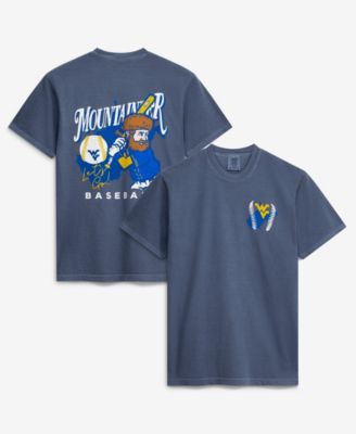Men's  Navy West Virginia Mountaineers Drawn Mascot Baseball T-Shirt