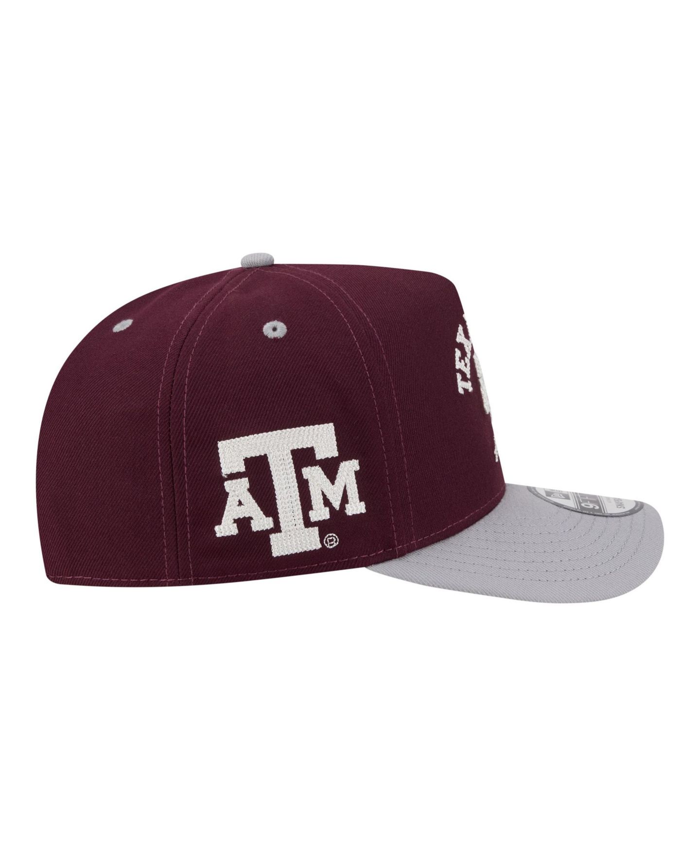 Мужская кепка New Era Maroon/Gray Texas A&M Aggies Two-Tone Arched 9FIFTY Snapback Hat — фото 5