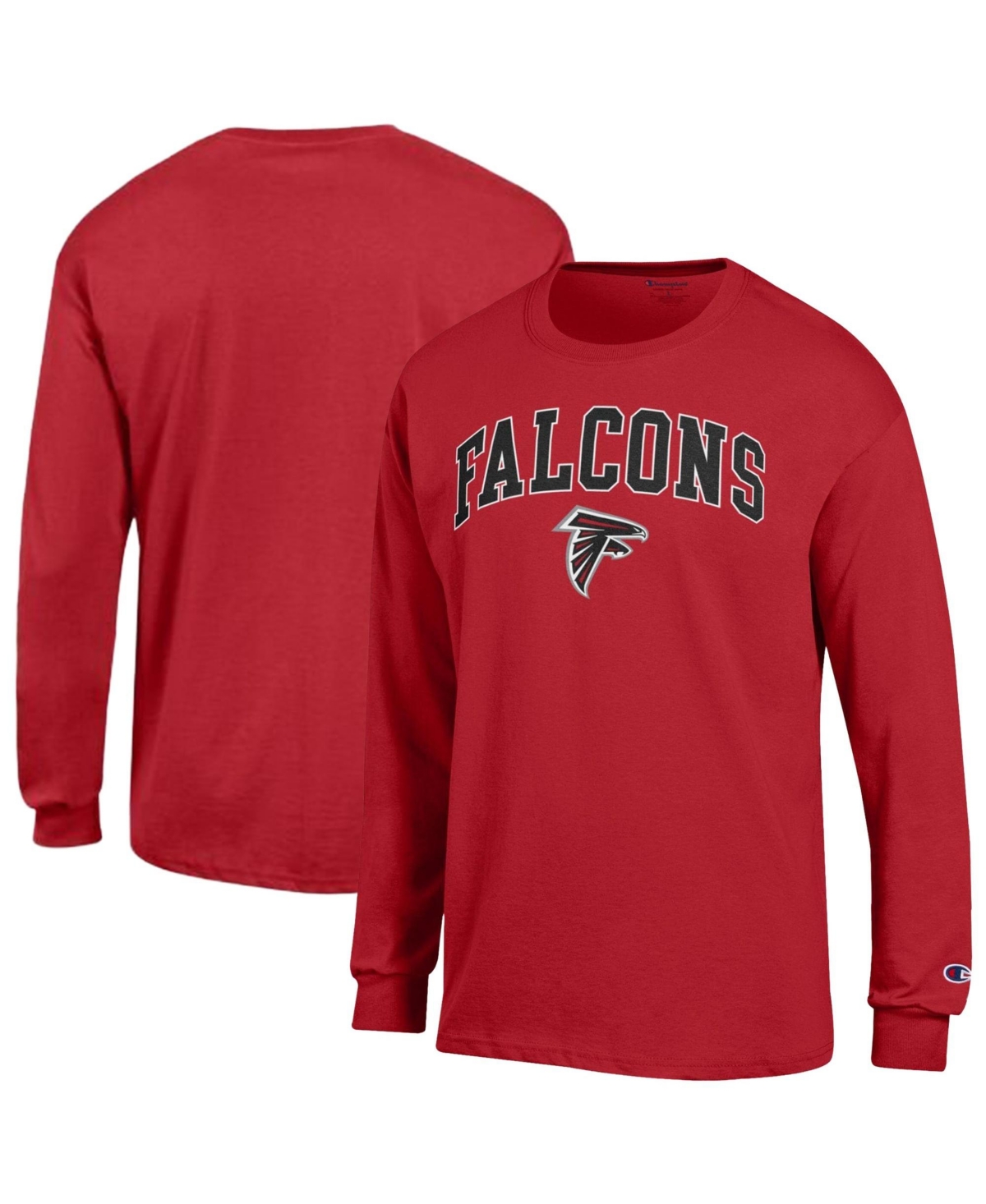 Champion Men's Atlanta Falcons Arch Over Logo Long Sleeve Relaxed Fit T-Shirt - Red