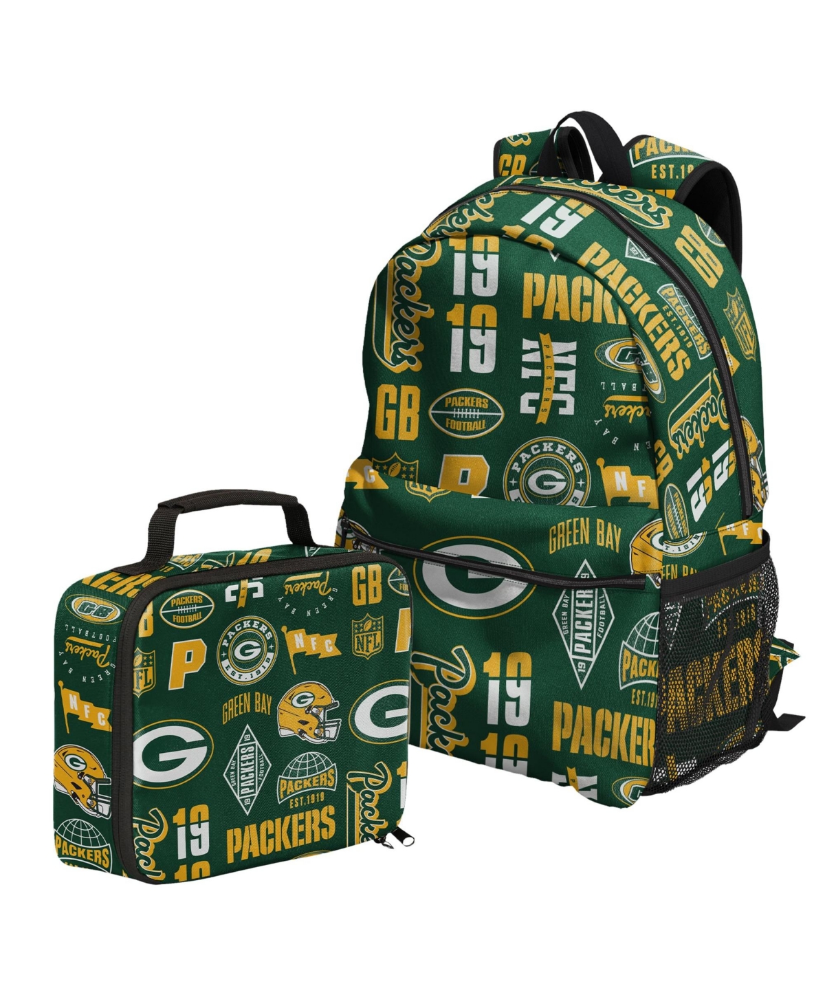 Outerstuff Green Bay Packers Laptop-Sleeve Backpack and Lunchbox, 2-Piece Set