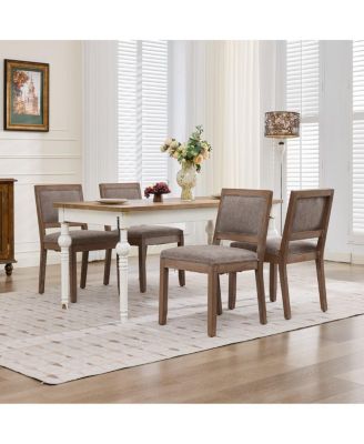 Upholstered Dining Side Chairs Set of 4, Solid Hardwood Frame, Cushioned Seats
