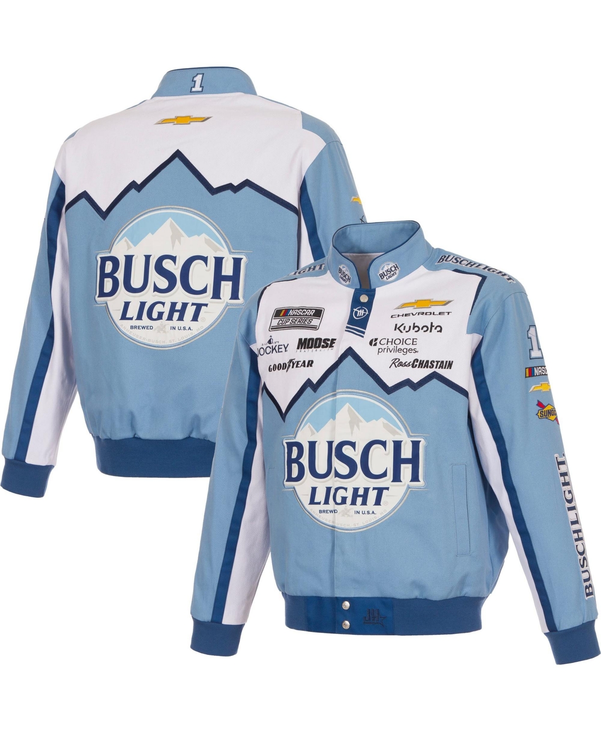 Jh Design Men's Varsity Nascar Jacket - Light Blue