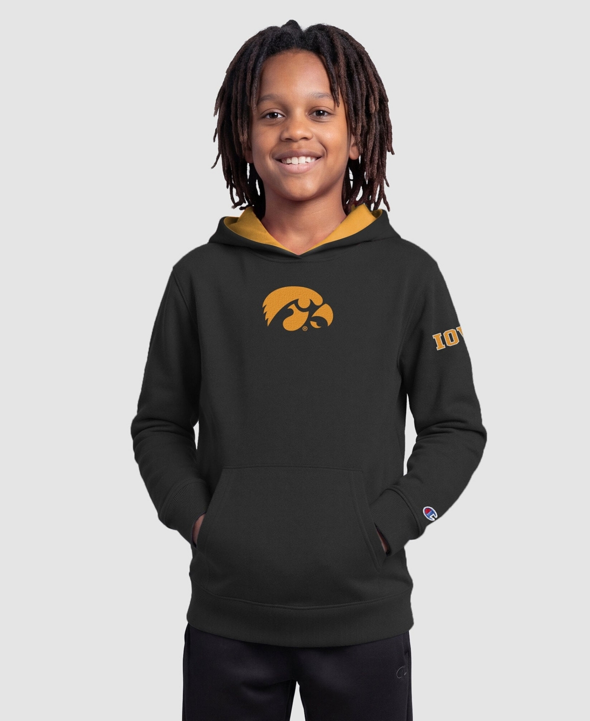 Champion Boys' 4-20 Long Sleeve Kangaroo Pocket Hoodie - Black