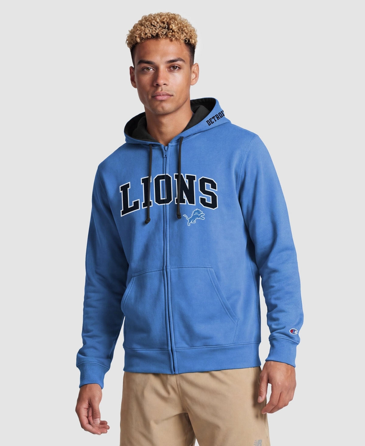 Champion Men's Detroit Lions Full-Zip Fleece-Lined Hoodie - Blue