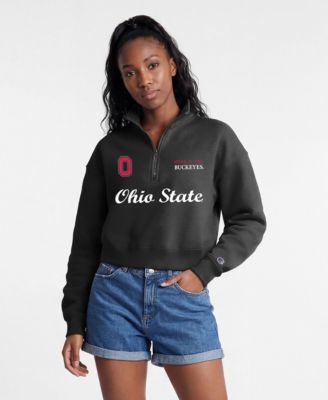 Women's Black Ohio State Buckeyes Academic Triumph Quarter-Zip Tri-Blend Pullover