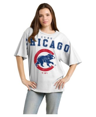 Women's  White Chicago Cubs Relaxed Big Text T-Shirt
