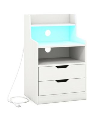 Nightstand Featuring RGB LED Lighting Alongside a Charging Station