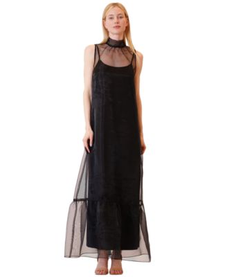 Women's High-Neck Overlay Dress