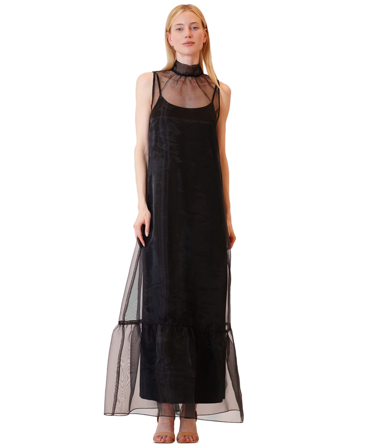 Women's High-Neck Overlay Dress