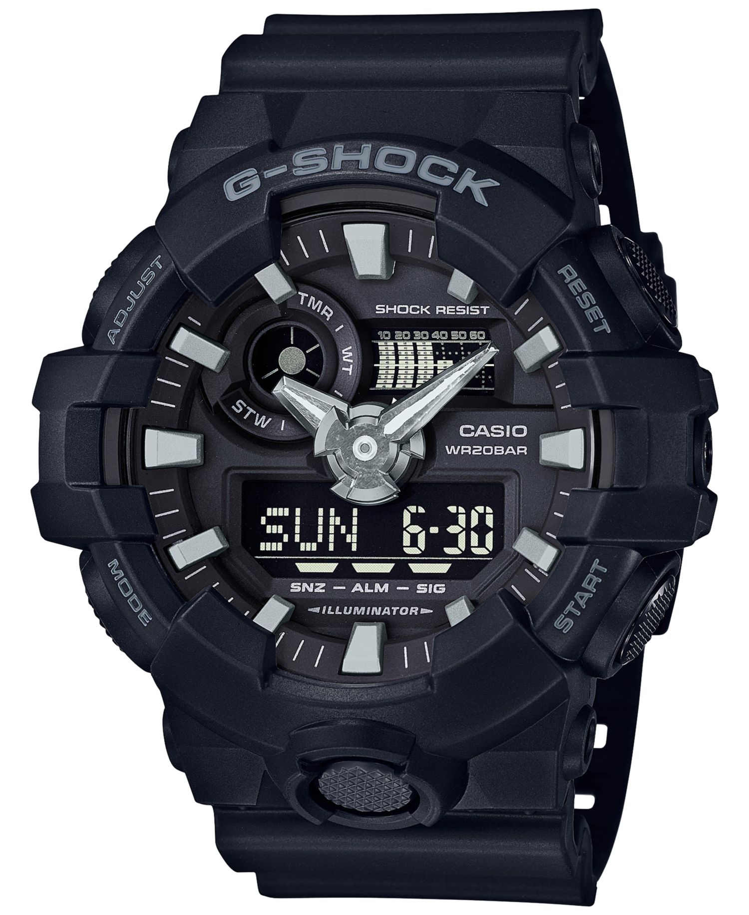 Men's Analog-Digital Black Resin Strap Watch 53x58mm GA-700-1B