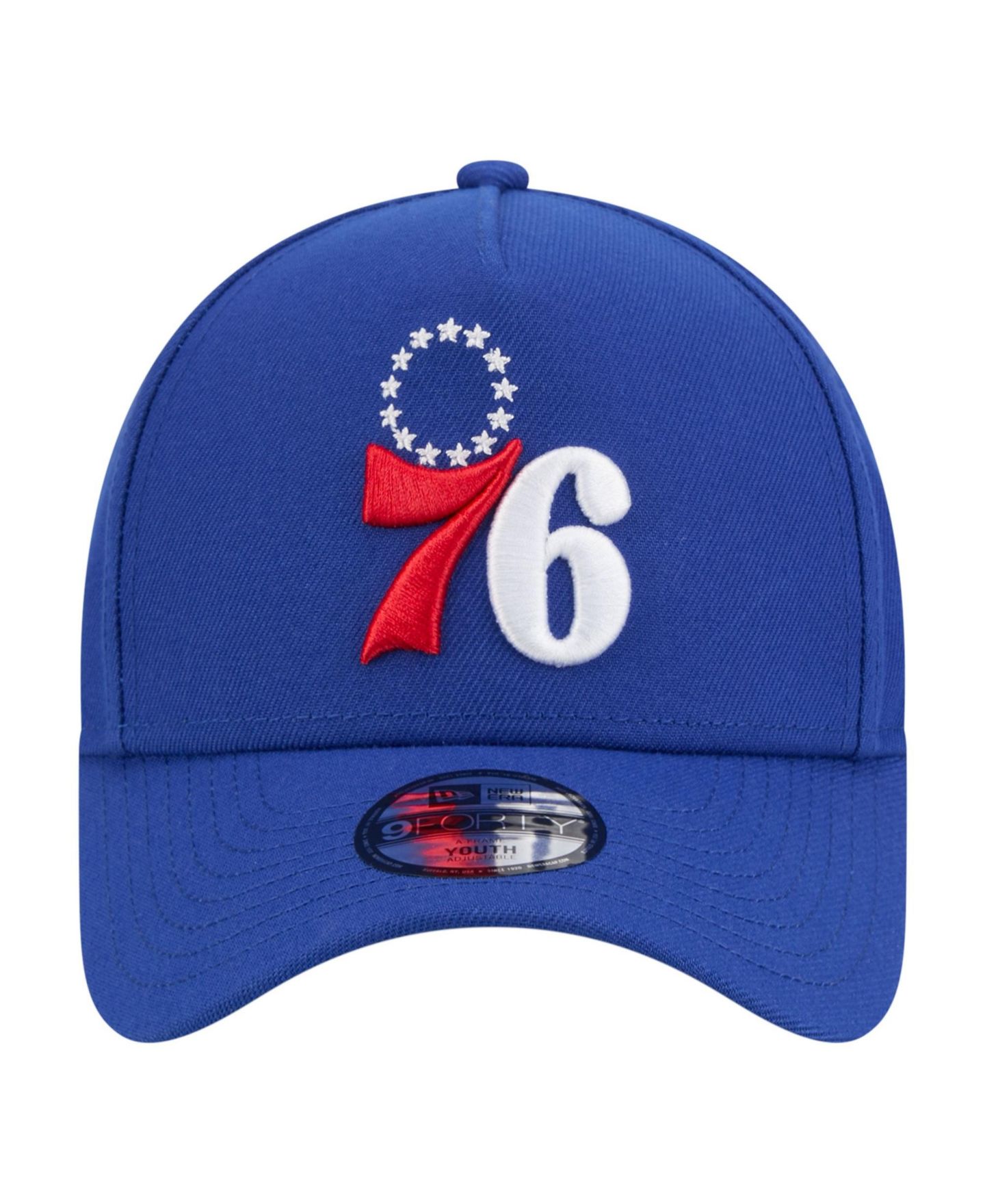Детская бейсболка New Era Philadelphia 76ers 9FORTY A-Frame регулируемая, Royal — фото 2