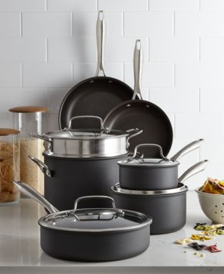 Best Buy: Cuisinart Dishwasher Safe Anodized 11 Piece Cookware Set Black  DSA-11
