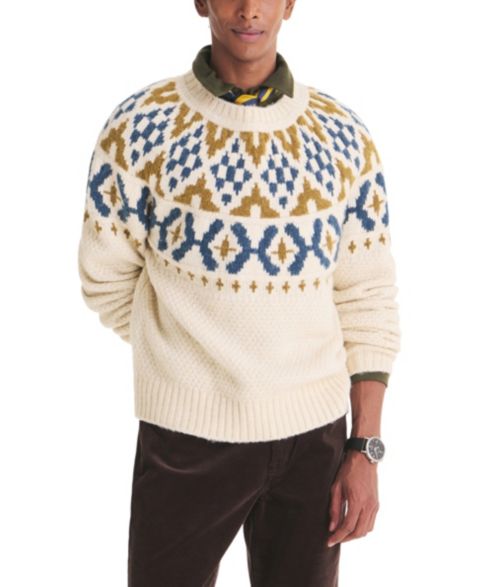 Мужской свитер Nautica Fair Isle Raglan Crewneck, цвет: Натуральный
