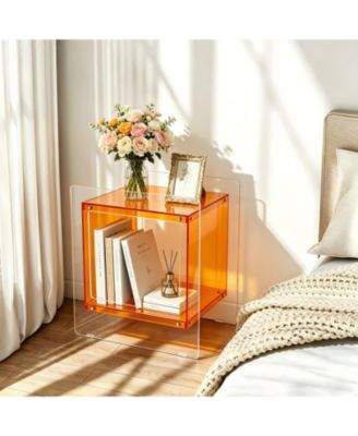 Modern Clear Acrylic 2-Tier Accent Table Side Table End Table