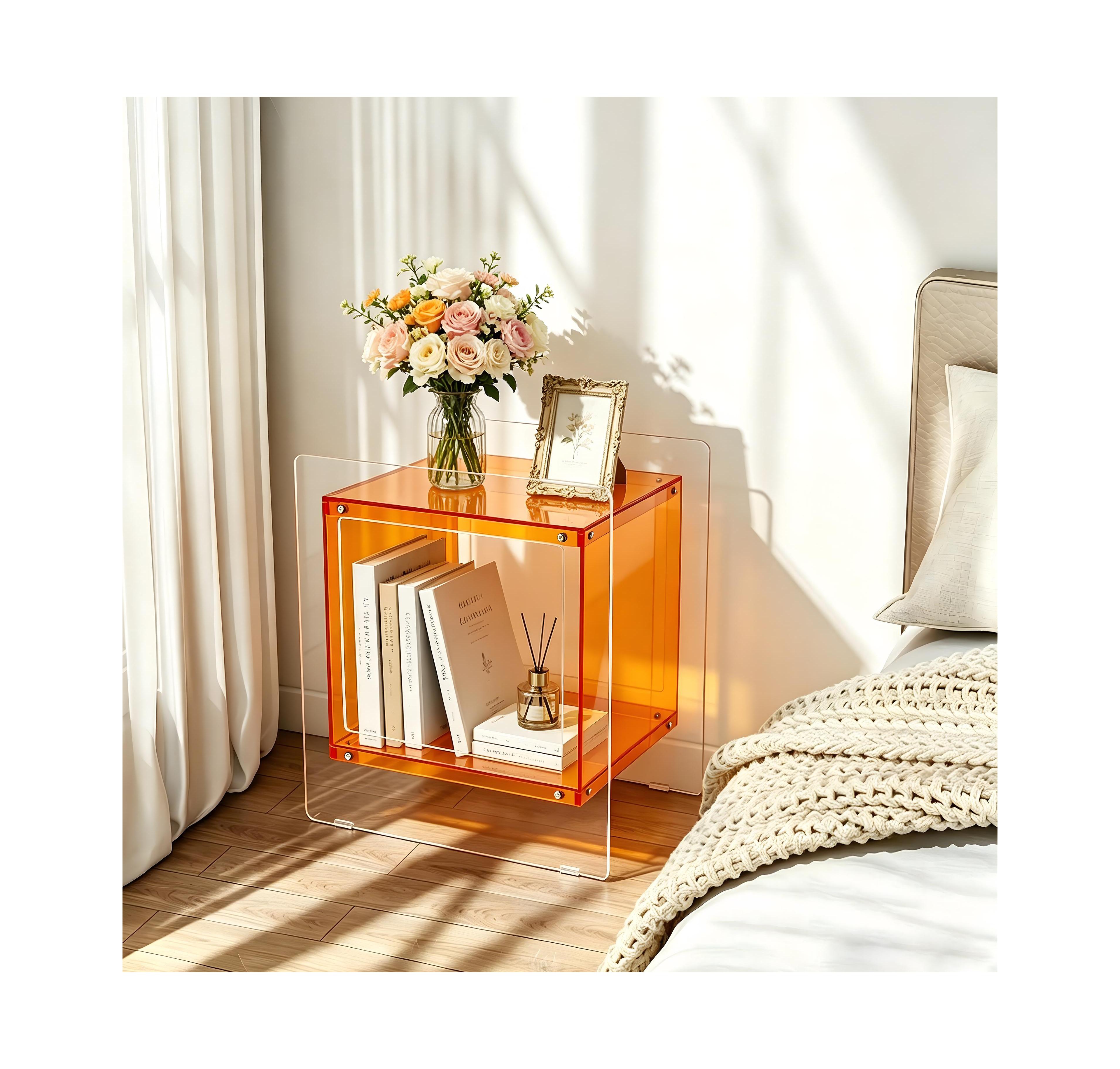 Unho Modern Clear Acrylic 2-Tier Accent Table Side Table End Table