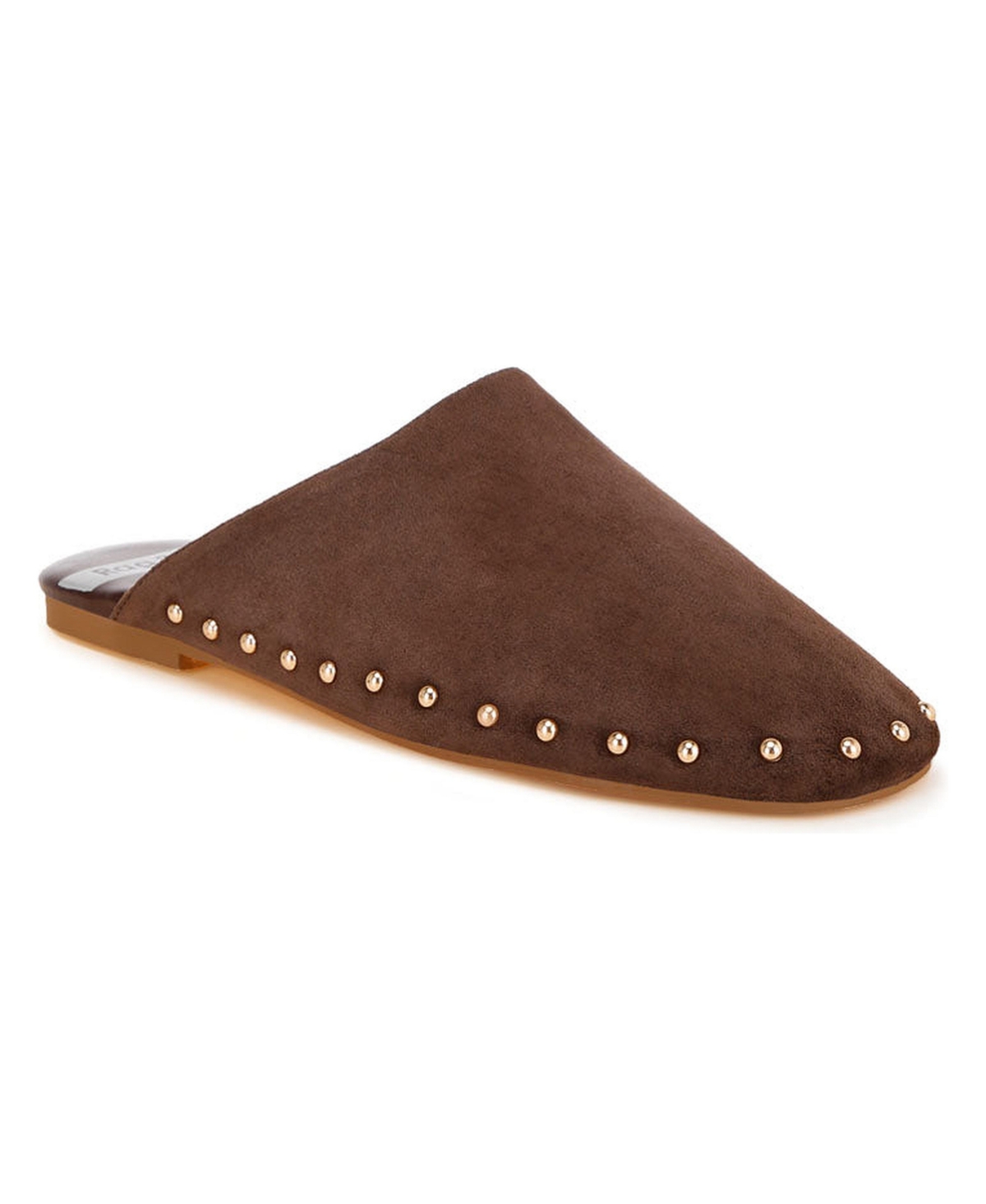 Rag & Co Women's Corbera Studded Round-Toe Leather Mules - Brown leather