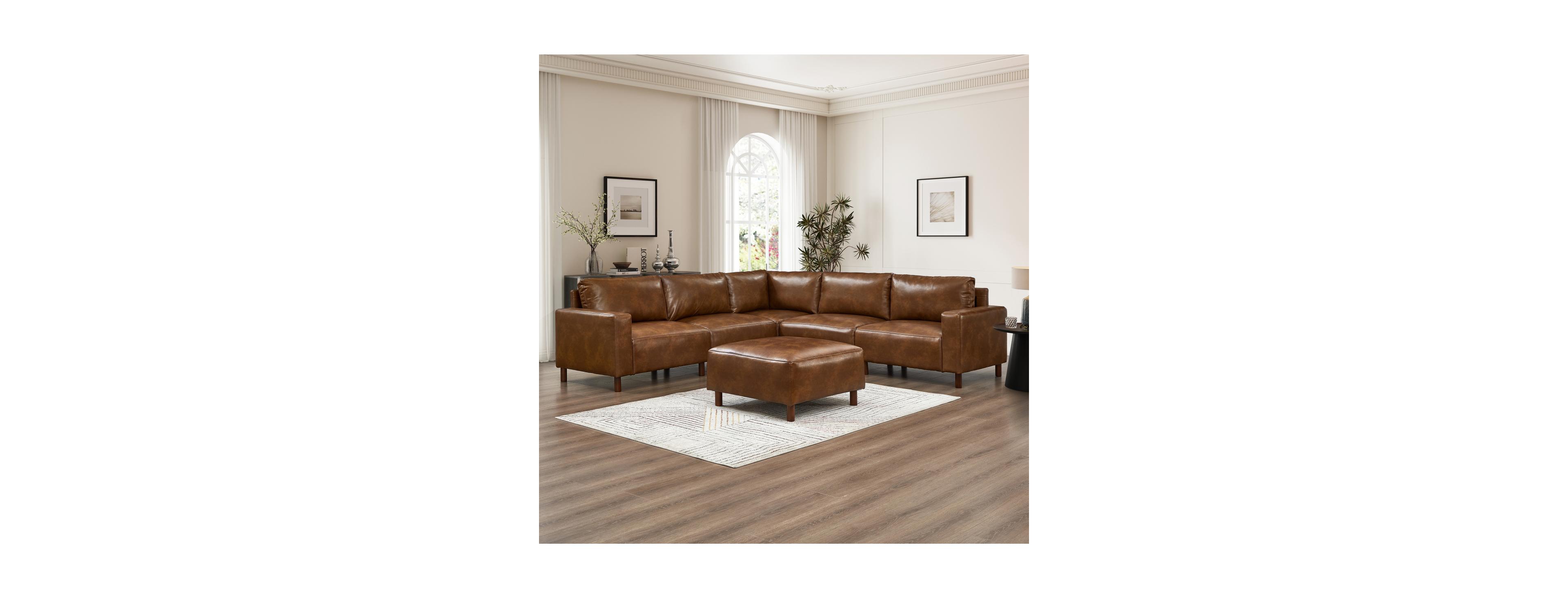 Streamdale Furniture Modern Luxury Modular Sectional Pu Leather Sofa.