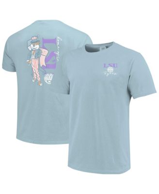 Women's Light Blue LSU Tigers Americana Mascot Comfort Colors T-Shirt
