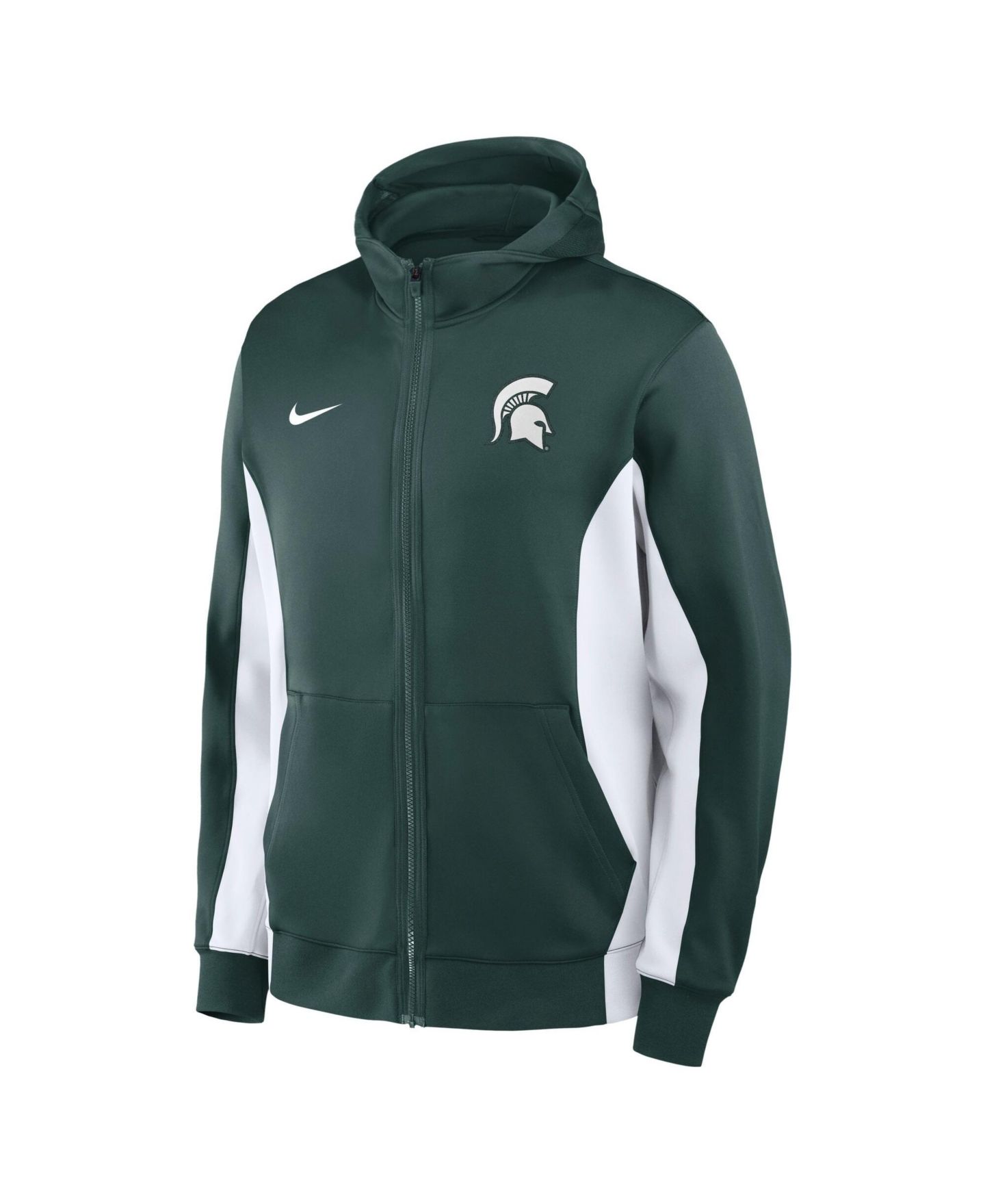 Мужская куртка Nike Green/White Michigan State Spartans Courtside Game Dri-FIT Full-Zip Hooded — фото 4