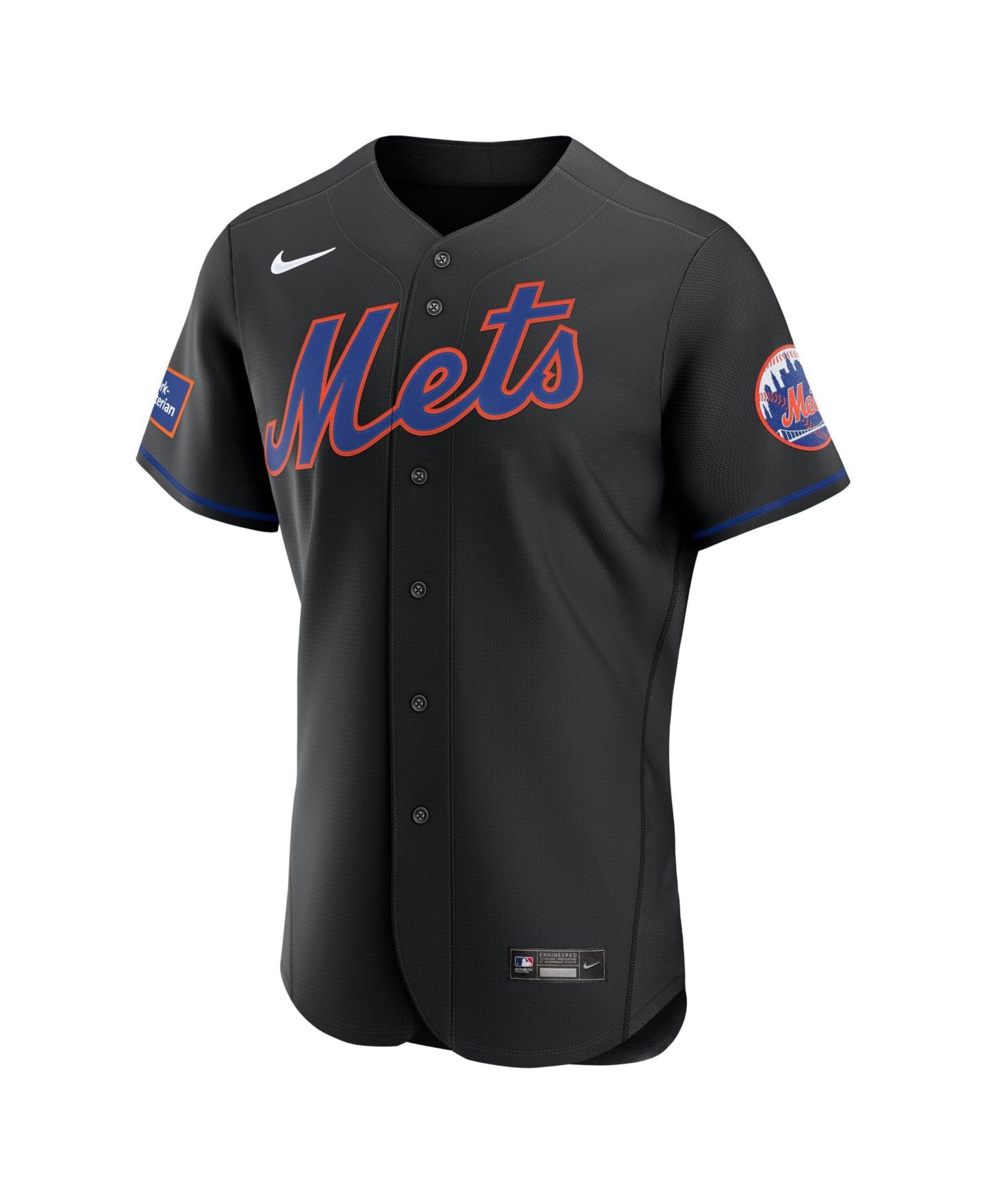 Мужской топ Nike Black New York Mets Alternate Sponsor Patch Authentic Jersey — фото 2