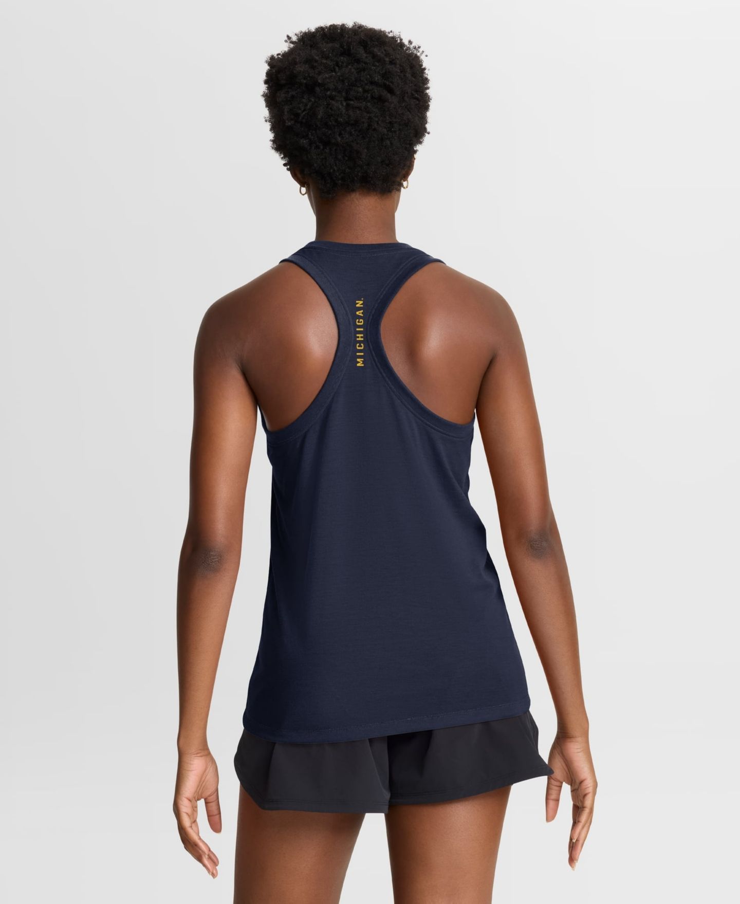 Женский топ Jordan Maize/Navy Michigan Wolverines Tri-Blend Dri-FIT Racerback — фото 3