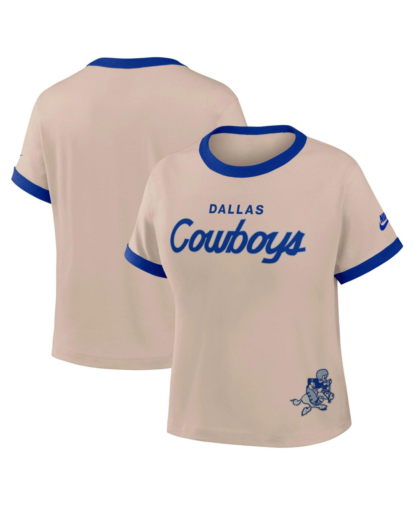 Женская футболка Nike Cream Dallas Cowboys Rewind Ringer Mod Cropped — фото 1