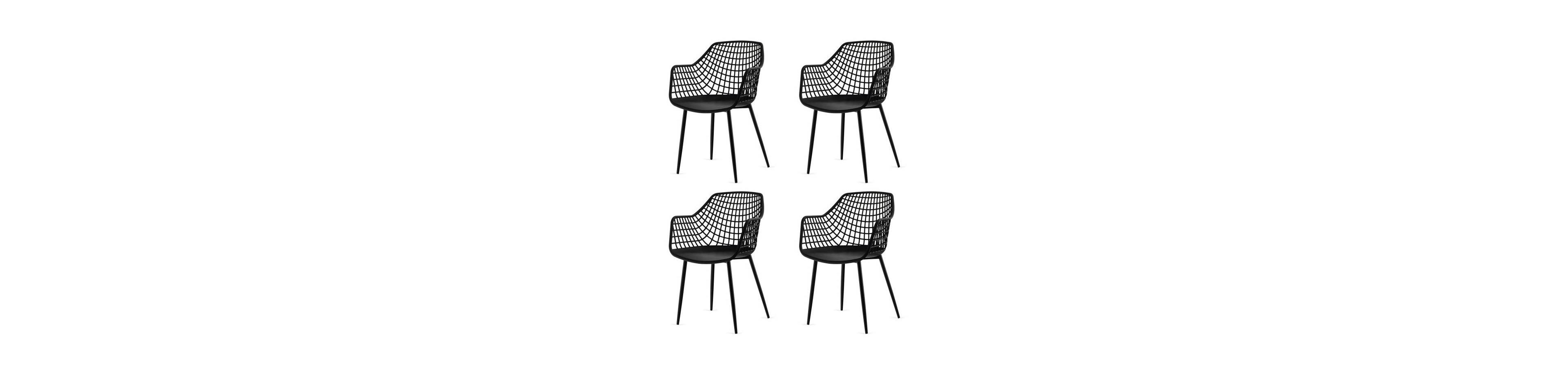 Slickblue Set of 4 Mesh Dining Chairs with Backrests for Kitchen and Dining