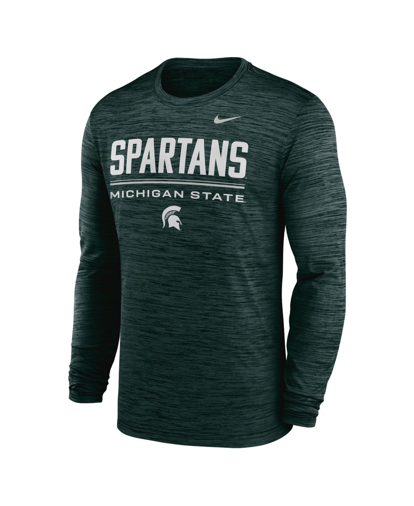 Мужская футболка Nike Green Michigan State Spartans Sideline Velocity Dri-FIT Long Sleeve — фото 2