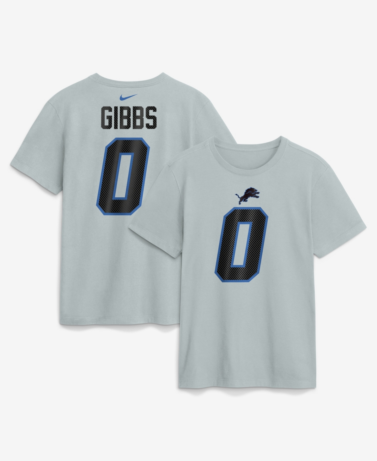 Nike Men's Jahmyr Gibbs Silver Detroit Lions 2026 Rivalries Collection Player Name & Number T-Shirt
