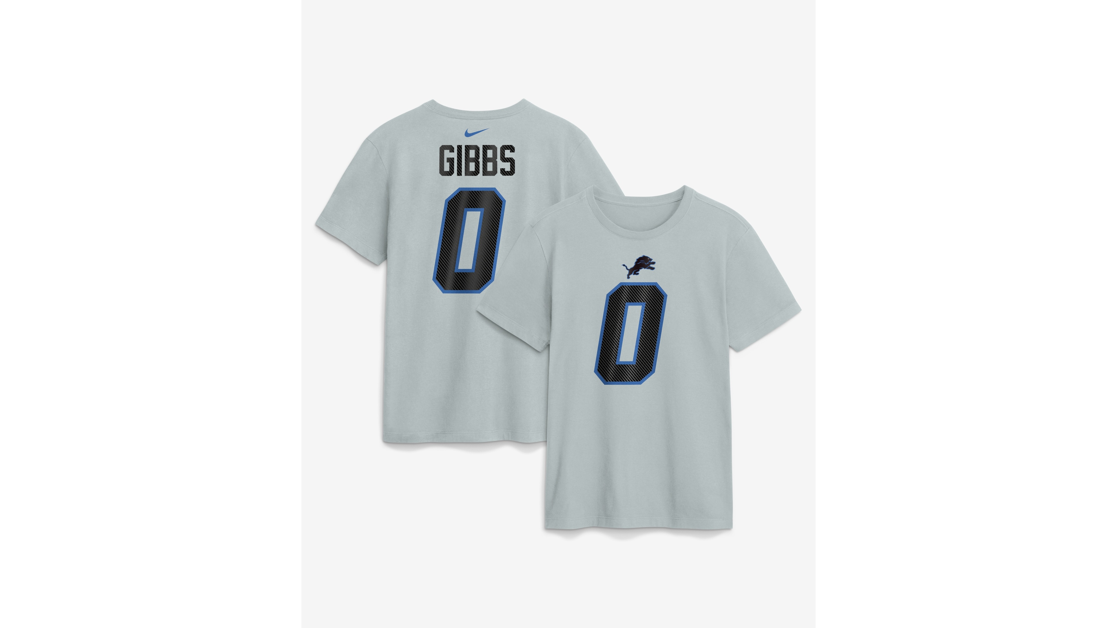 Nike Men's Jahmyr Gibbs Silver Detroit Lions 2026 Rivalries Collection Player Name & Number T-Shirt