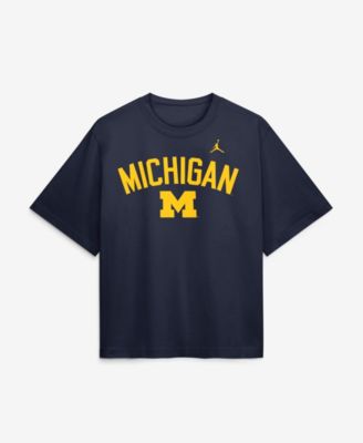 Women's  Navy Michigan Wolverines Arch Logo Boxy T-Shirt