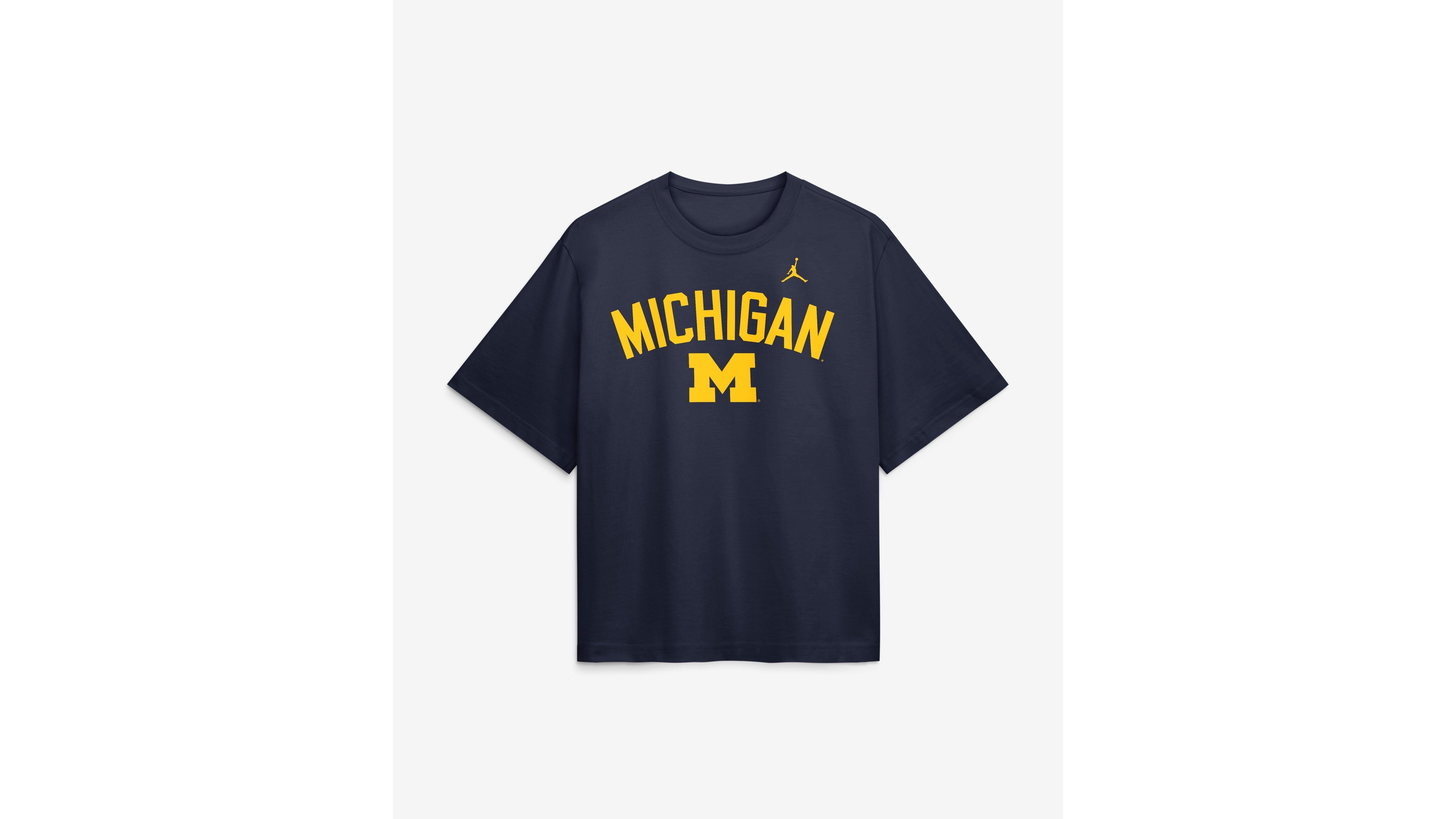 Jordan Women's Navy Michigan Wolverines Arch Logo Boxy T-Shirt