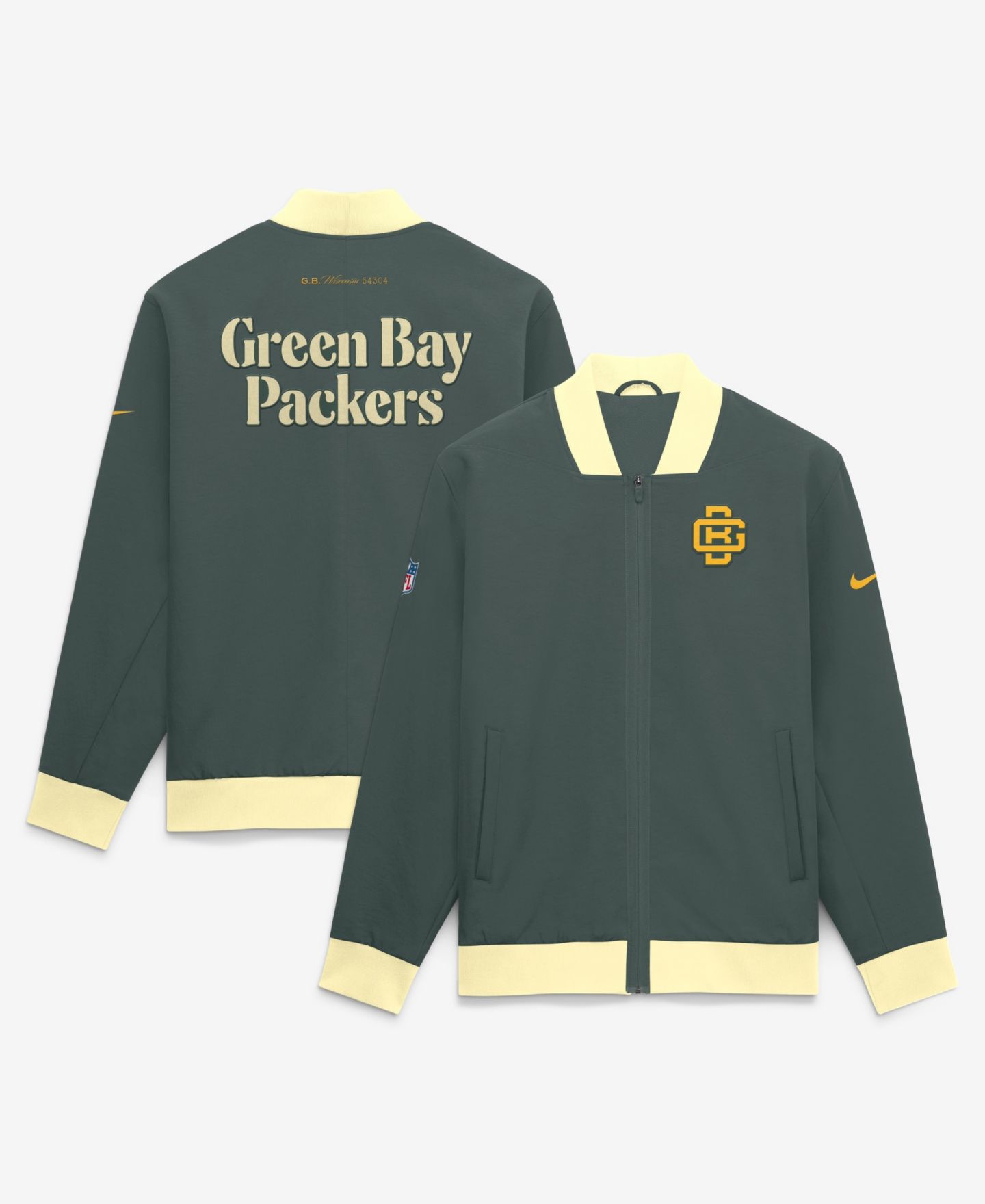 Мужская куртка Nike Green Green Bay Packers 2026 Rivalries Collection Sideline Bomber — фото 1