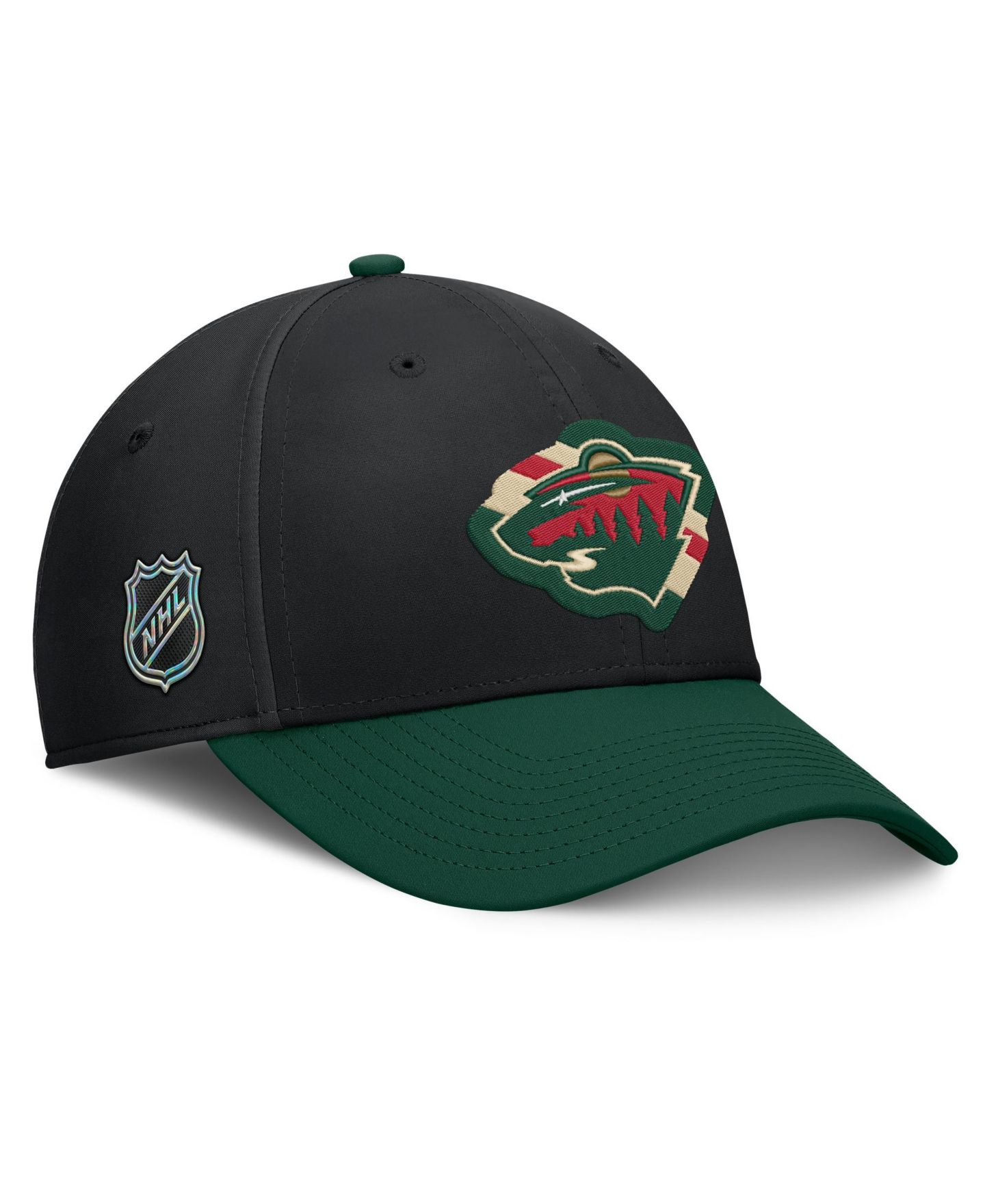 Мужской головной убор Fanatics Black/Green Minnesota Wild Stretch Hat — фото 3