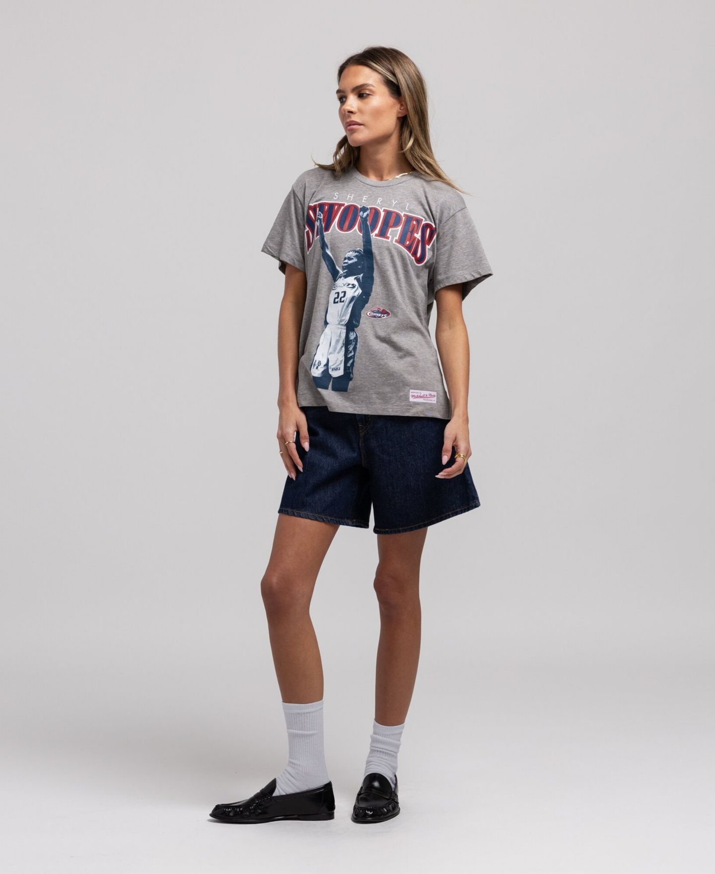 Футболка Mitchell & Ness Sheryl Swoopes Heather Gray Houston Comets Player Boyfriend - Court Origins — фото 1