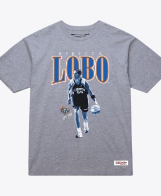 Men's and Women's Rebecca Lobo Heather Gray New York Liberty Player Boyfriend T-Shirt - Court Origins