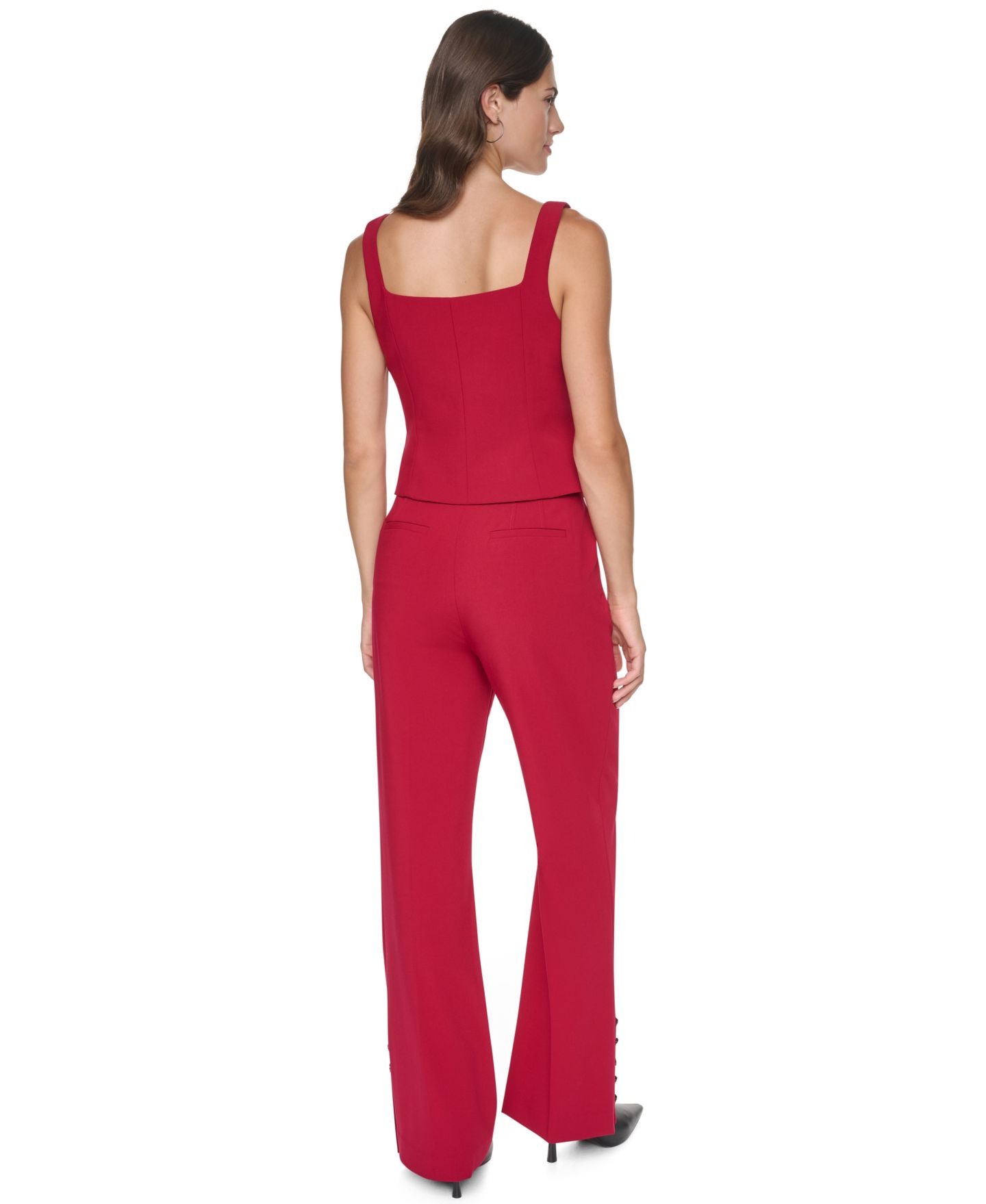 Женский жилет DKNY Foundation Trop Button-Front Fitted Square-Neck, цвет: Клюквенный — фото 6
