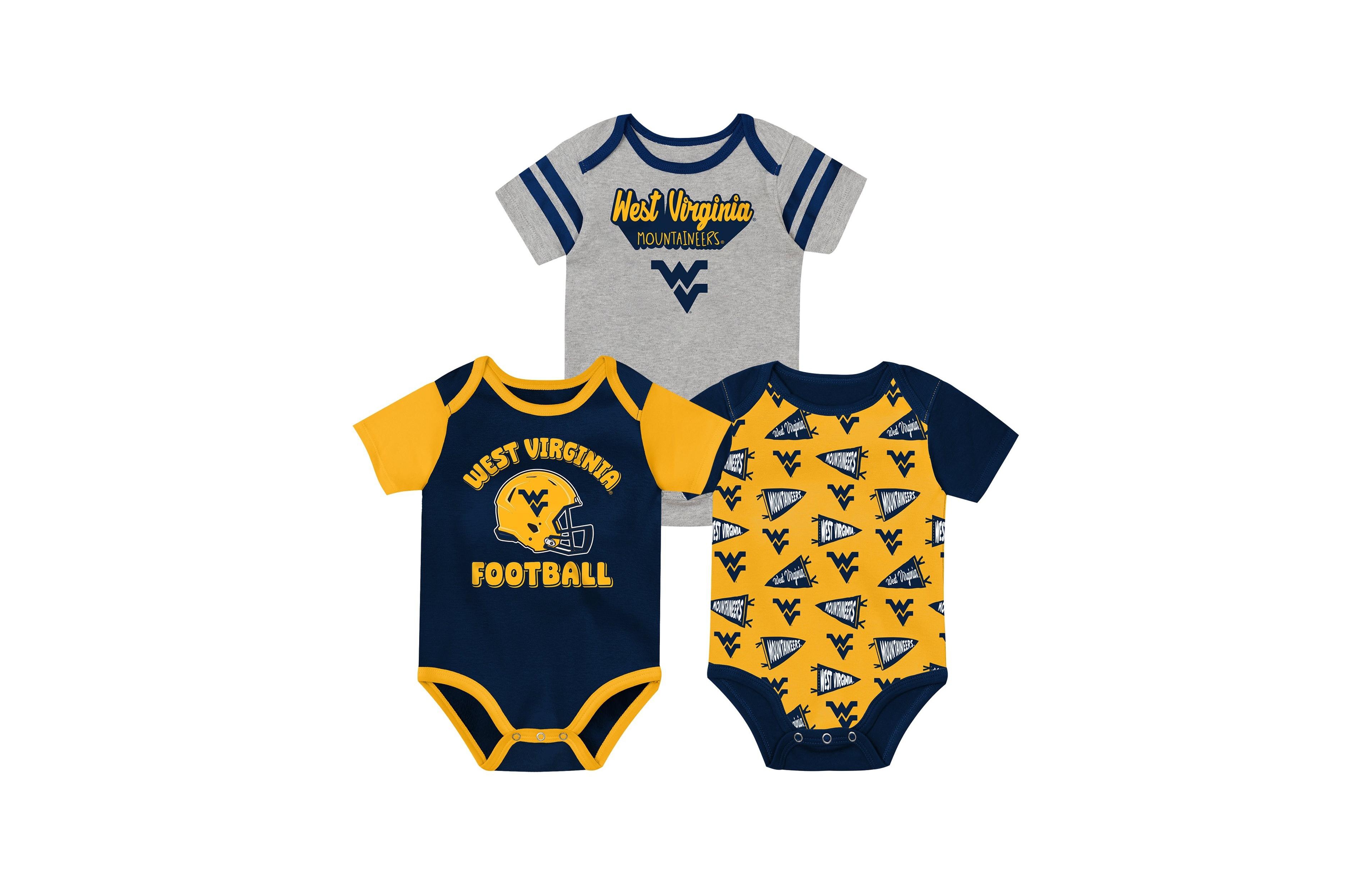 Outerstuff Baby Boys and Girls Navy West Virginia Mountaineers Star Player Three-Piece Bodysuit Set