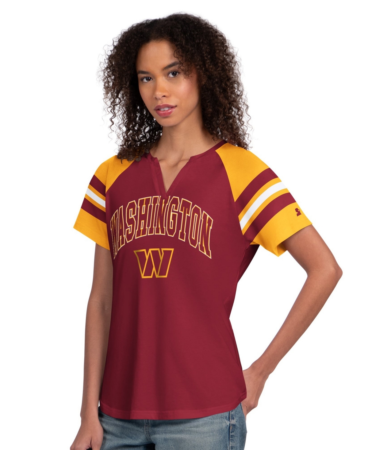 Starter Women's Burgundy Washington Commanders Game On Notch Neck Raglan T-Shirt - Burgundy