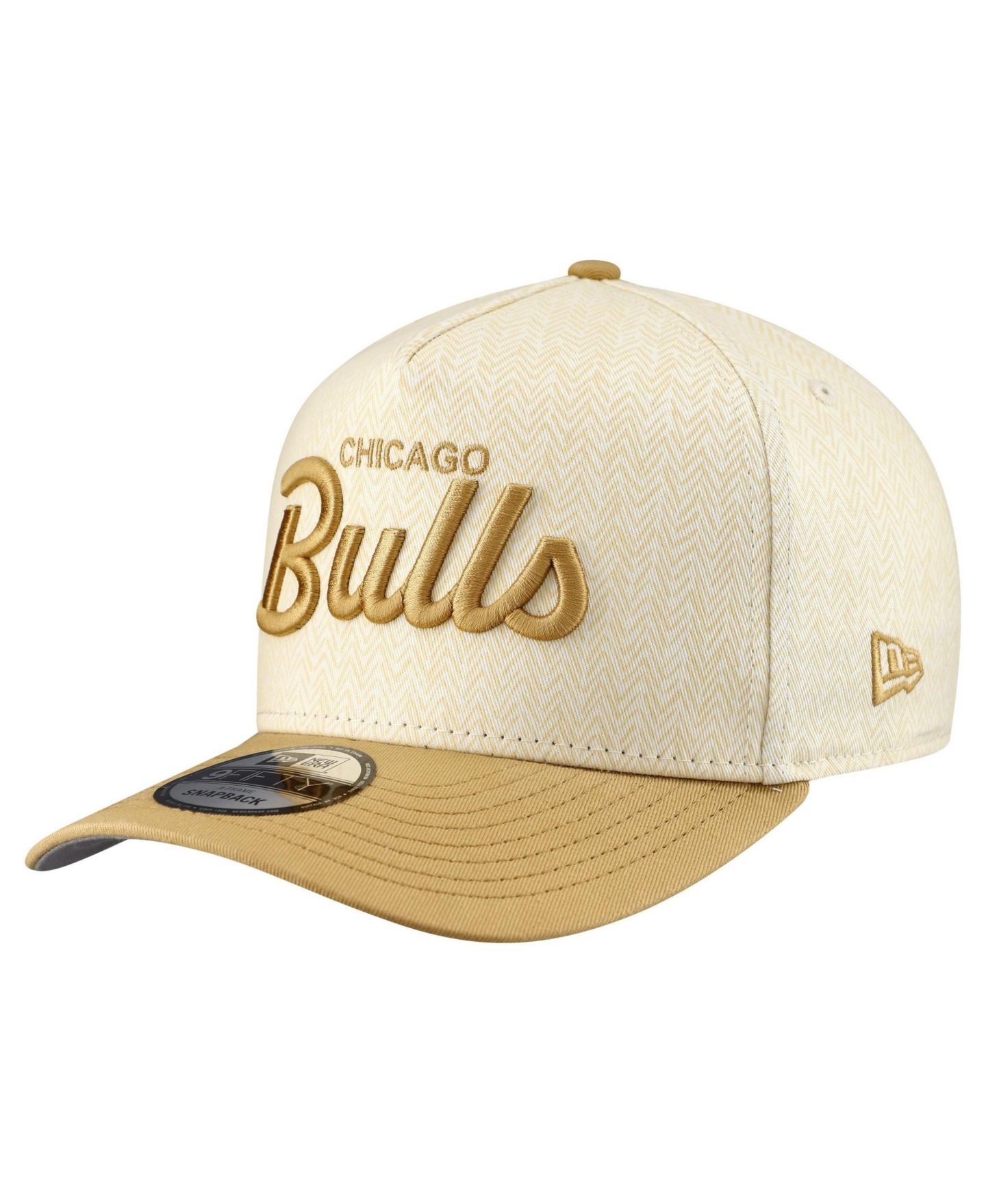 Мужская кепка New Era Cream Chicago Bulls Herringbone 9FIFTY A-Frame Snapback Hat — фото 3