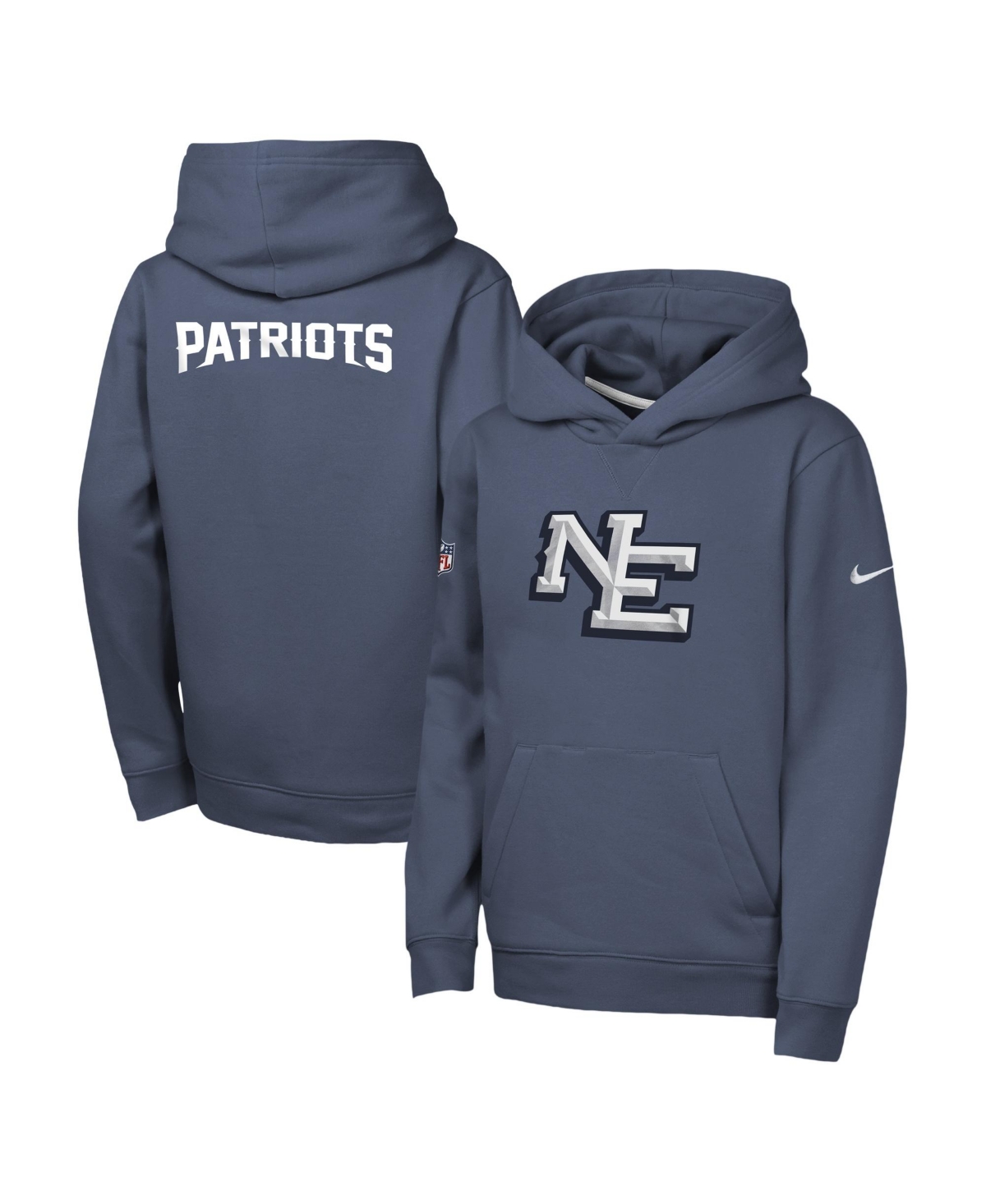 Nike Big Boys and Girls Blue New England Patriots Rivalries Collection Sideline Club Fleece Pullover Hoodie