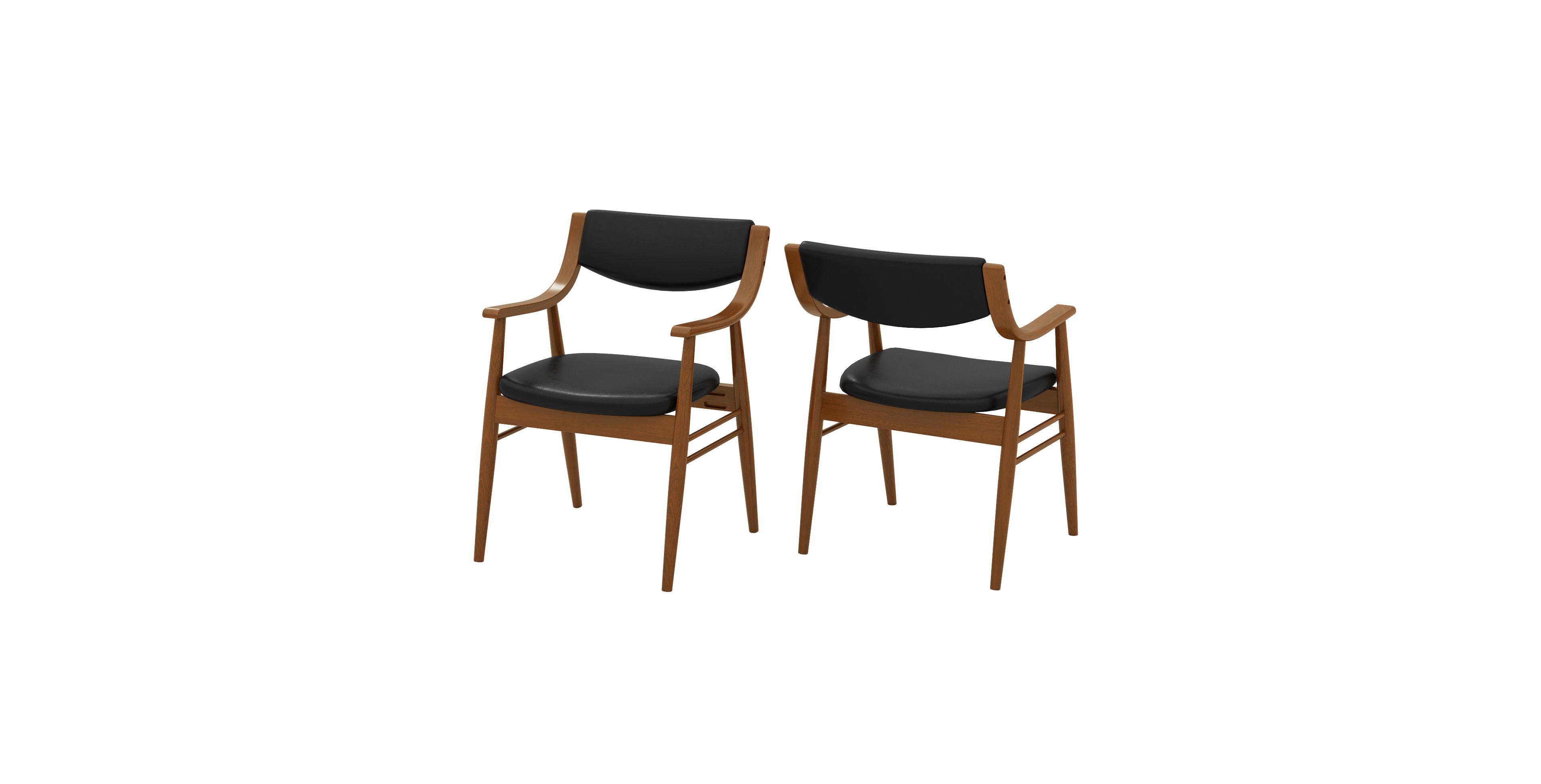 Mecale Wooden Dining Chair Set of 2 with Padded Seat and Back