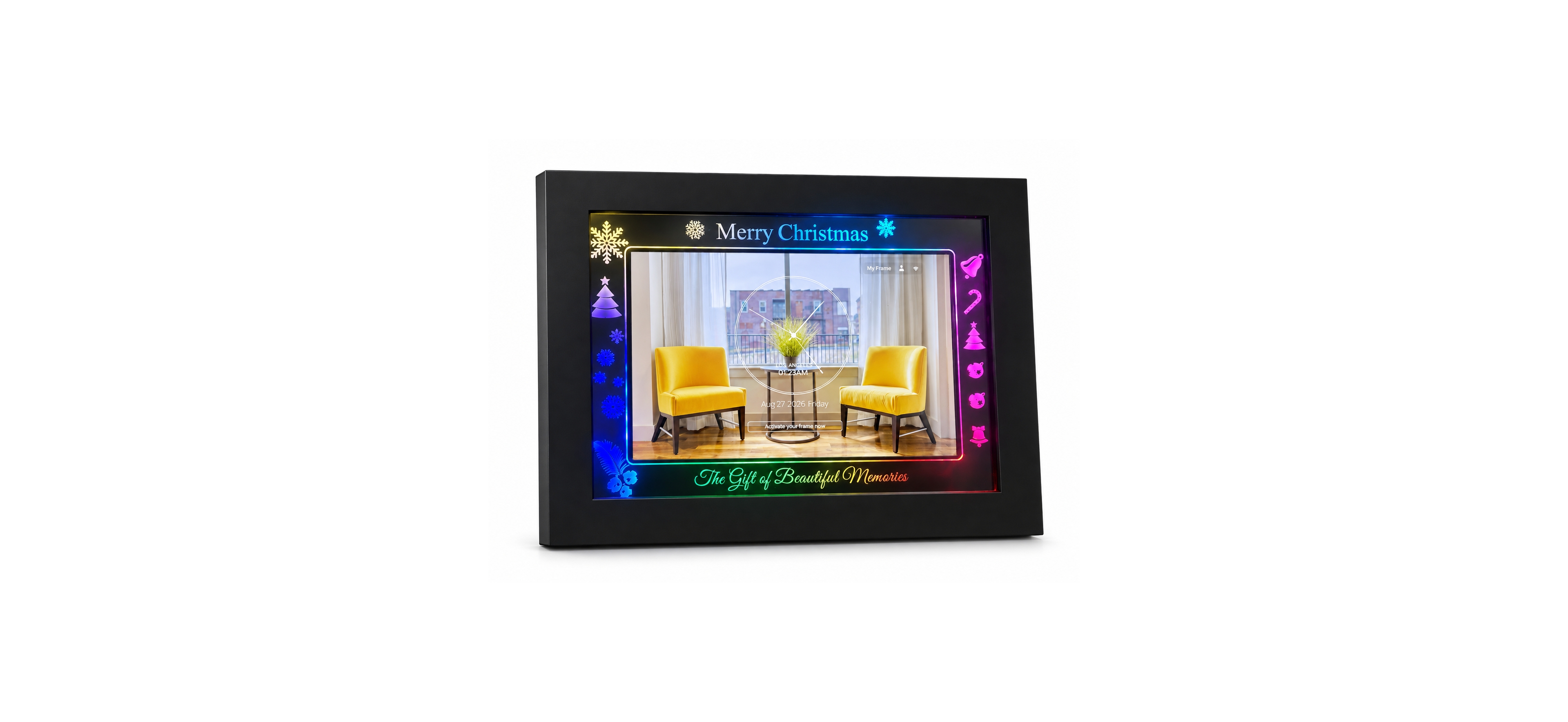eco4life 10.1" Rgb Light WiFi Digital Photo Frame, 16GB Storage, Christmas Gift