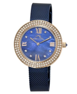 Women's Madeleine Water Resistant Mother of Pearl Quartz Blue Stainless Steel Bracelet Watch, 35mm