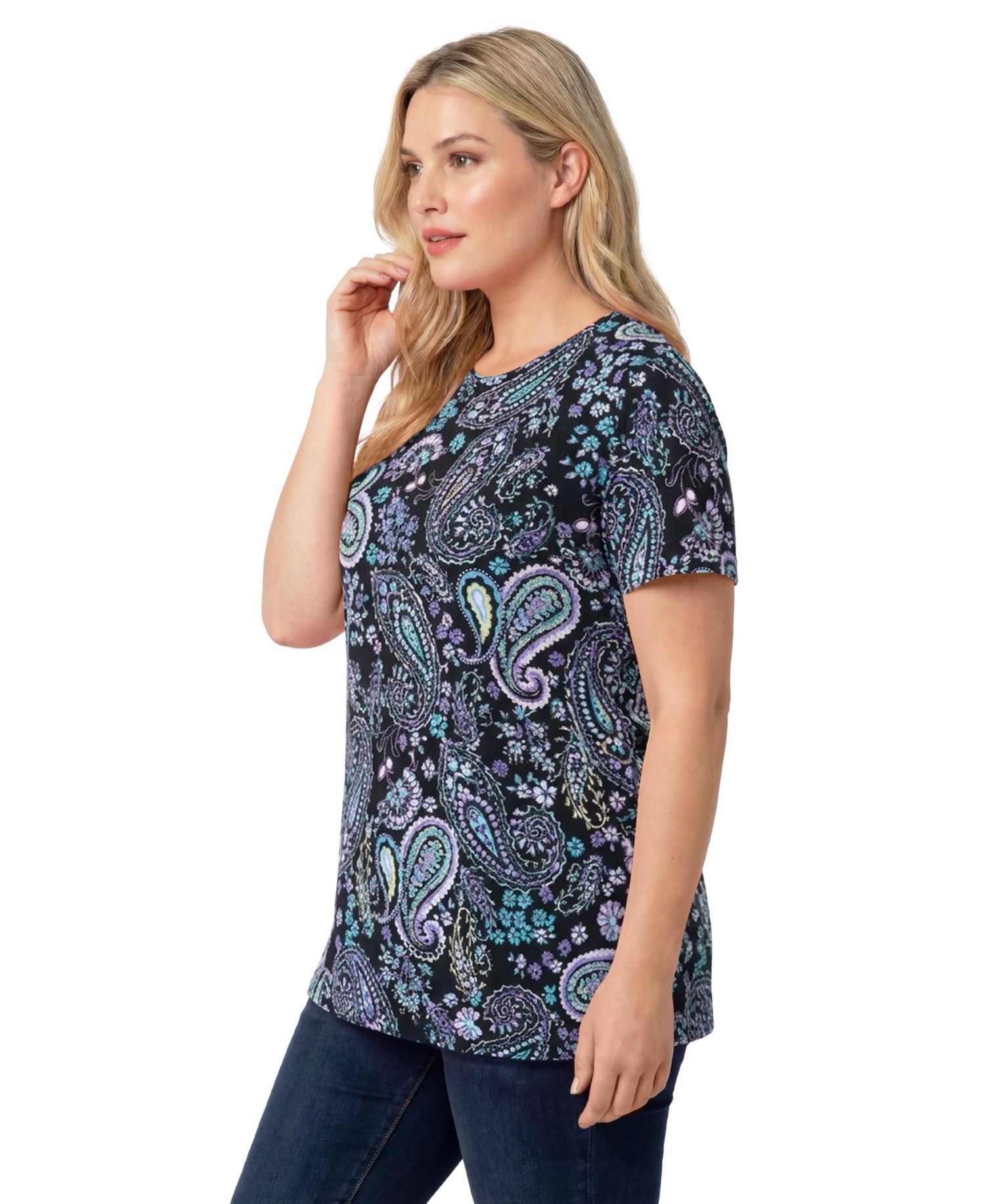 Plus Size Within Perfect Printed Short-Sleeve Crewneck Tee