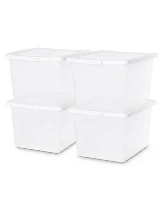 Storage Bins with Lids, Stackable Clear Plastic Box, 4-Pack, 36 Qt