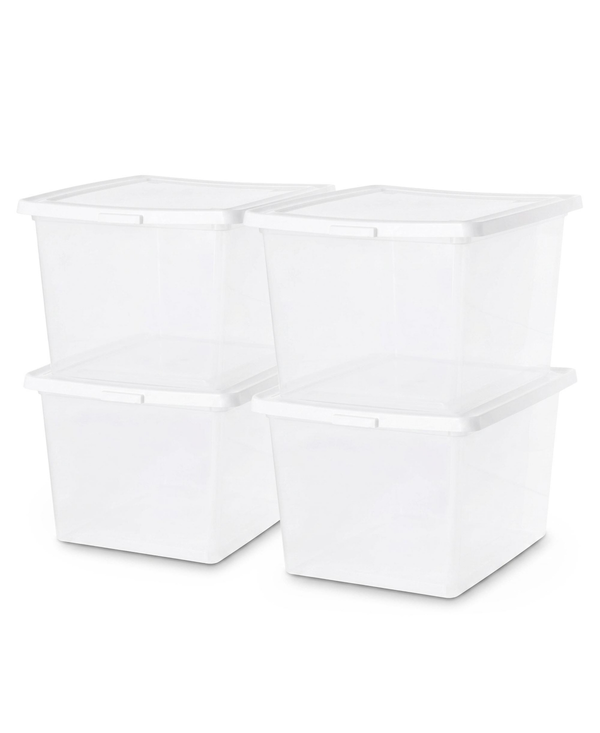 Iris Usa Storage Bins with Lids, Stackable Clear Plastic Box, 4-Pack, 36 Qt