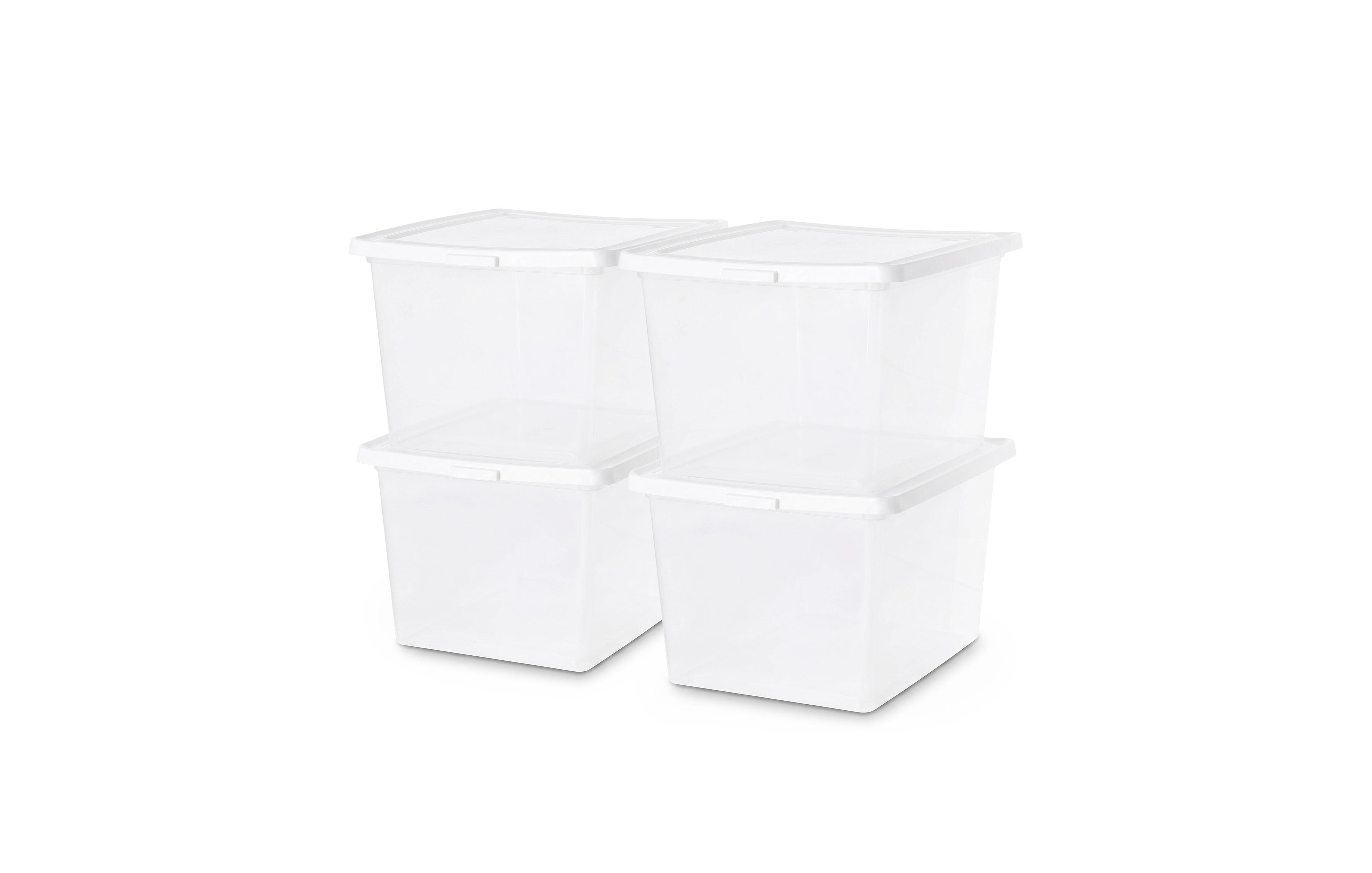 Iris Usa Storage Bins with Lids, Stackable Clear Plastic Box, 4-Pack, 36 Qt