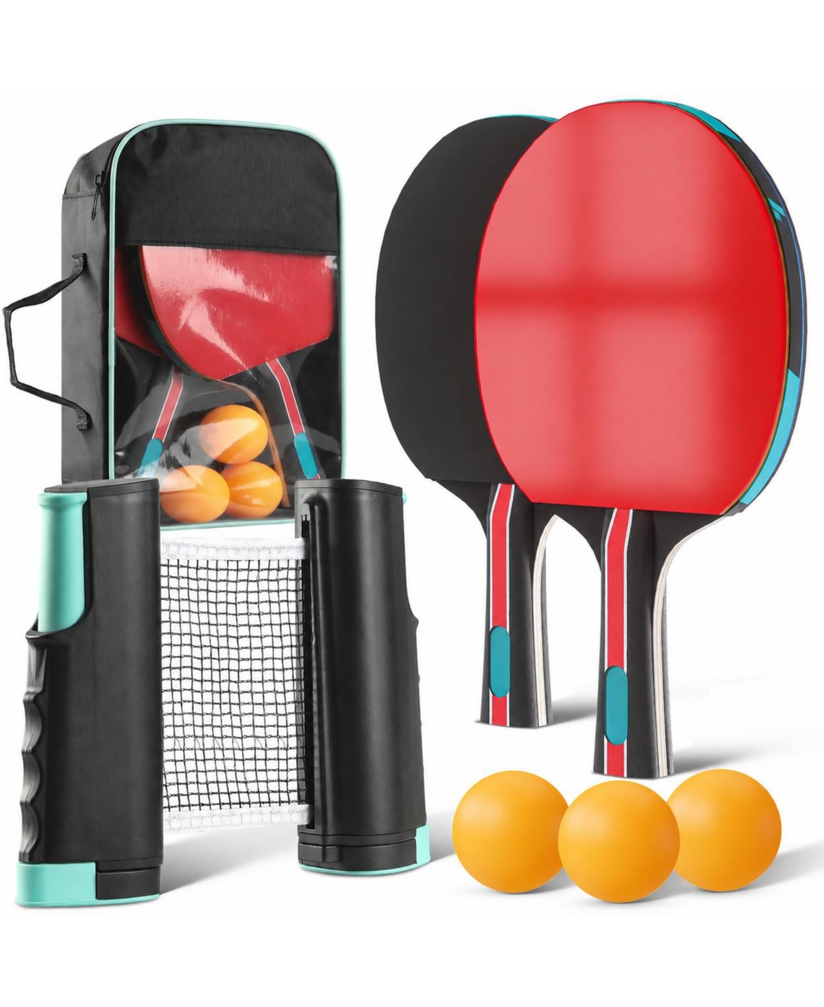 Sportneer Ping Pong Paddles Set With 3 Star Balls Portable Net And Storage Bag For Indoor Outdoor Games